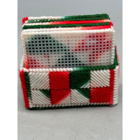 Handmade Needlepoint Christmas Coasters Mesh Canvas, Set of 6 Holder READ - Picture 4 of 14